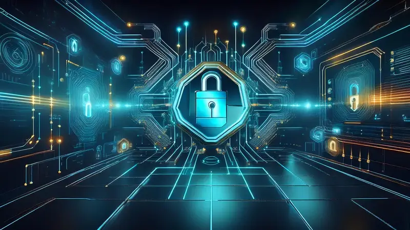 A shield and padlock over a network diagram, representing account protection against impersonation and credential theft.